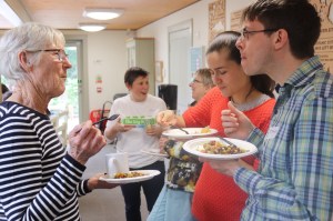 Edinburgh Garden Partners staff and volunteers having lunch