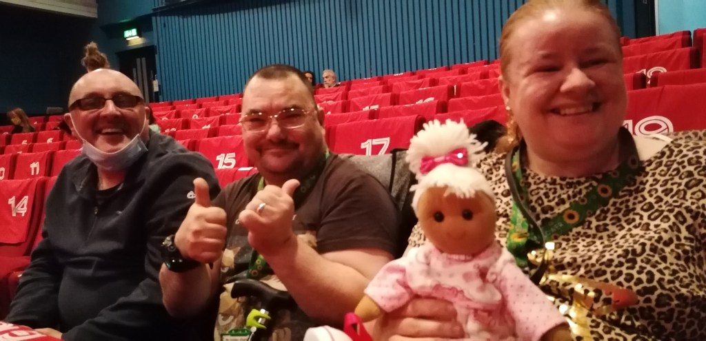 The group take a selfie as they sit inside the Filmhouse in Edinburgh waiting for the film to begin.